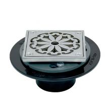 Sigma APS.2ABS.504T.82 - 4'' Square Fleur Abs Shower Drain With Solid Nickel Bronze Top Trim Antique Brass .82