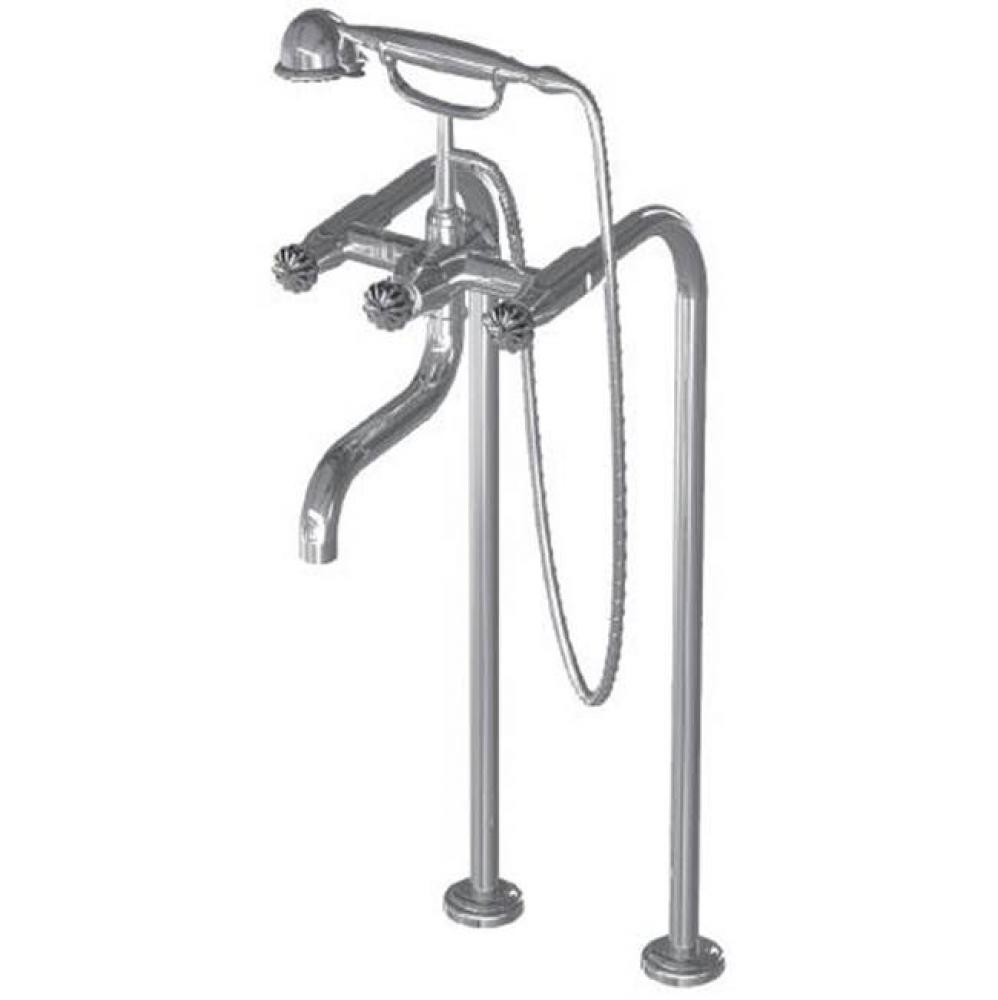 Floor Mount Tub Filler W/ Ll Handles And Multifunction Handheld Shower (Valve Included)