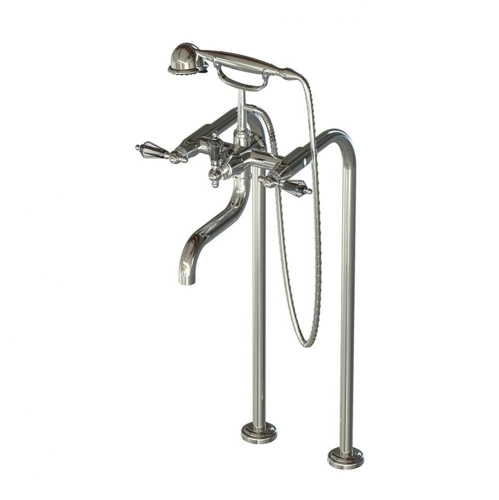 Floor Mount Tub Filler W/ Kc Handles And Multifunction Handheld Shower (Valve Included)