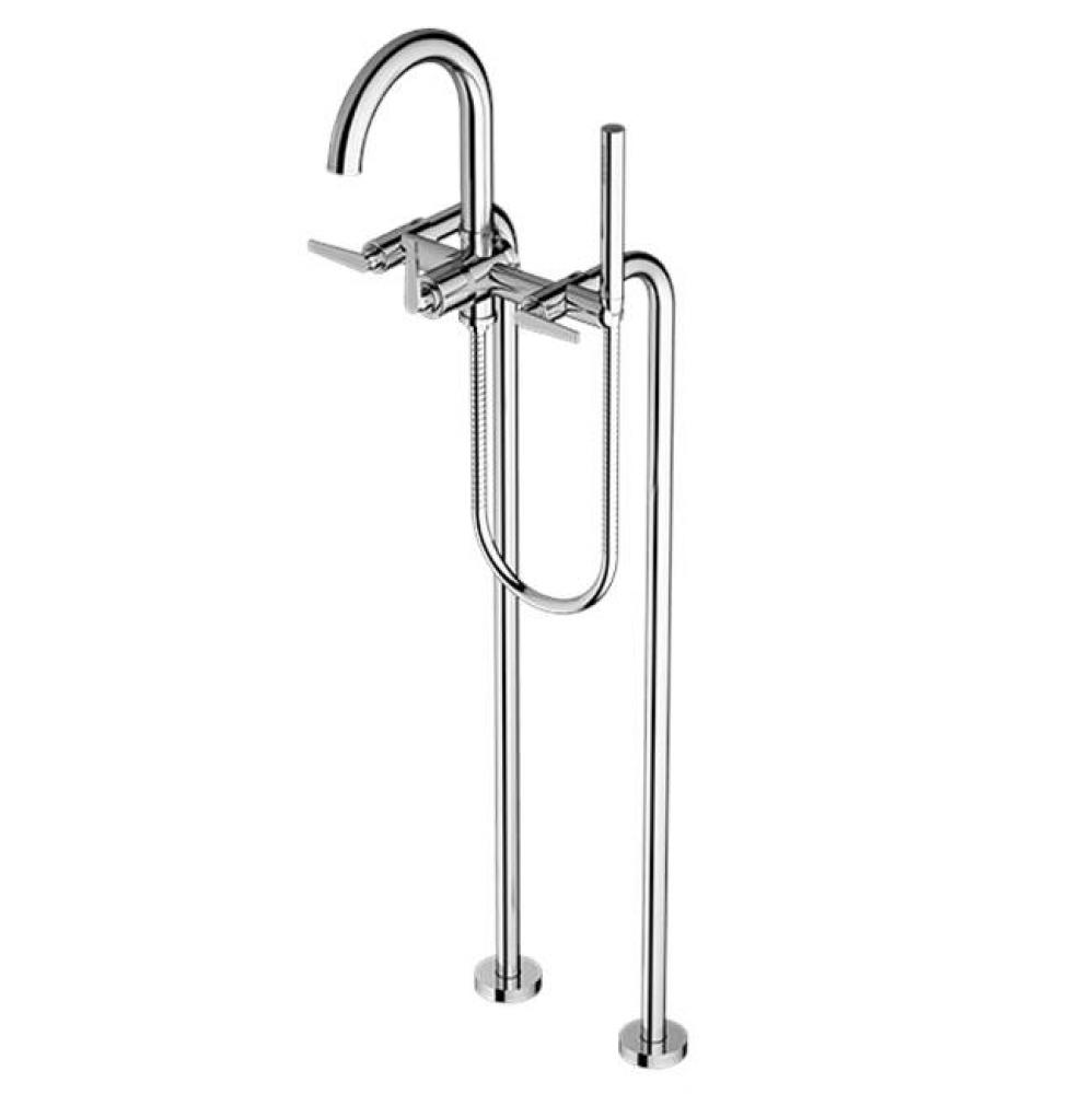 Floor Mount Tub Filler with Hand Shower