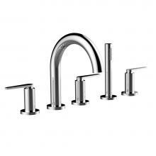 Santec 4555HN97-TM - Roman Tub Filler W/ Hn Handles And Hand Shower - (Uses P0003 Valve)