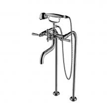 Santec 7050JP10 - Floor Mount Tub Filler W/ Jp Handles And Multifunction Handheld Shower (Valve Included)