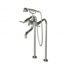 Santec 7050LA10 - Floor Mount Tub Filler W/ La Handles And Multifunction Handheld Shower (Valve Included)