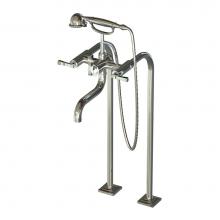 Santec 7050ED97 - Floor Mount Tub Filler W/ Ed Handles And Multifunction Handheld Shower - Valve Included