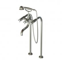 Santec 7050ET10 - Floor Mount Tub Filler W/ Et Cross Handles And Multifunction Handheld Shower (Valve Included)