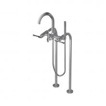 Santec 7051AT97 - Floor Mount Tub Filler W/ At Handles And Multifunction Handheld Shower