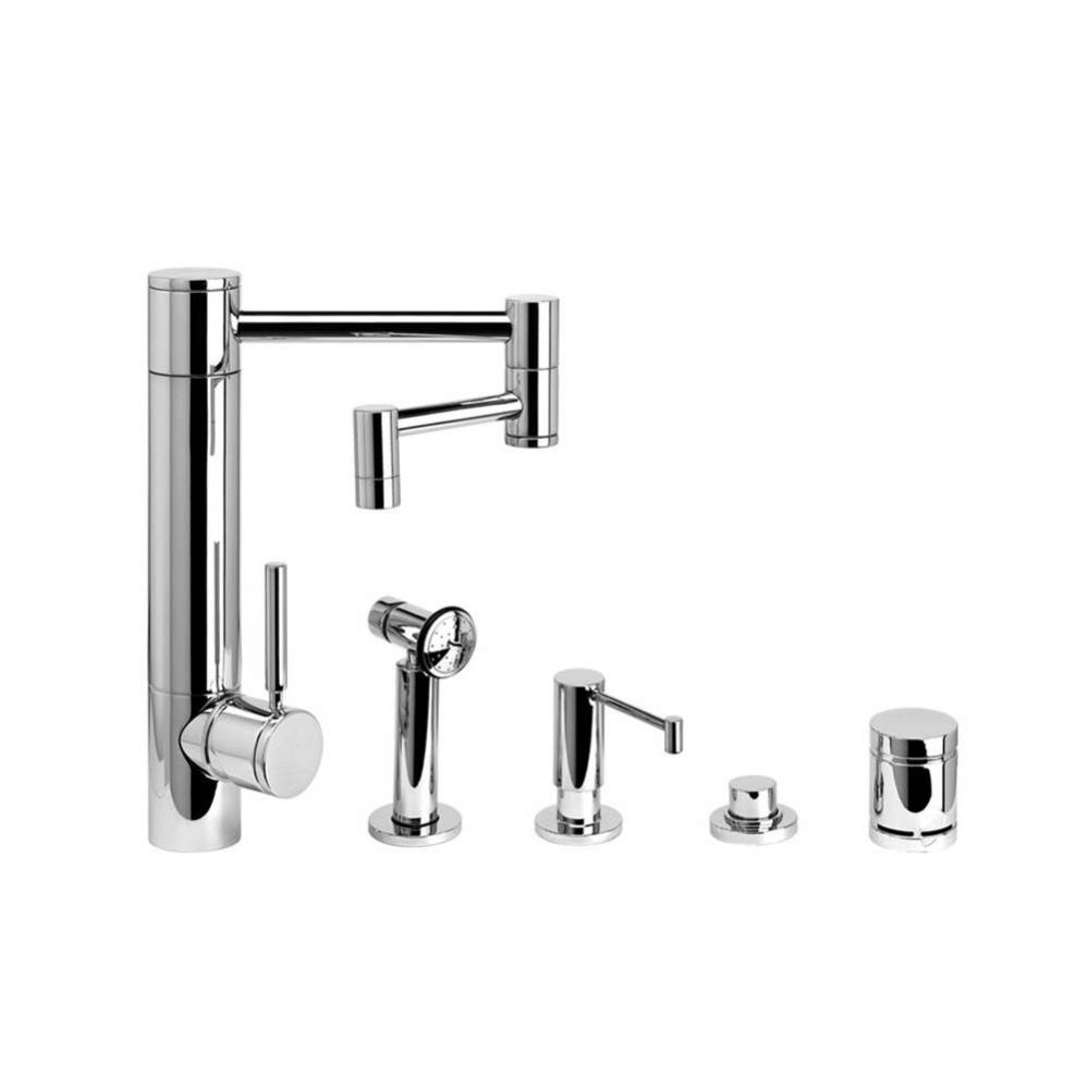 Hunley Kitchen Faucet - 12'' Articulated Spout - 4Pc. Suite