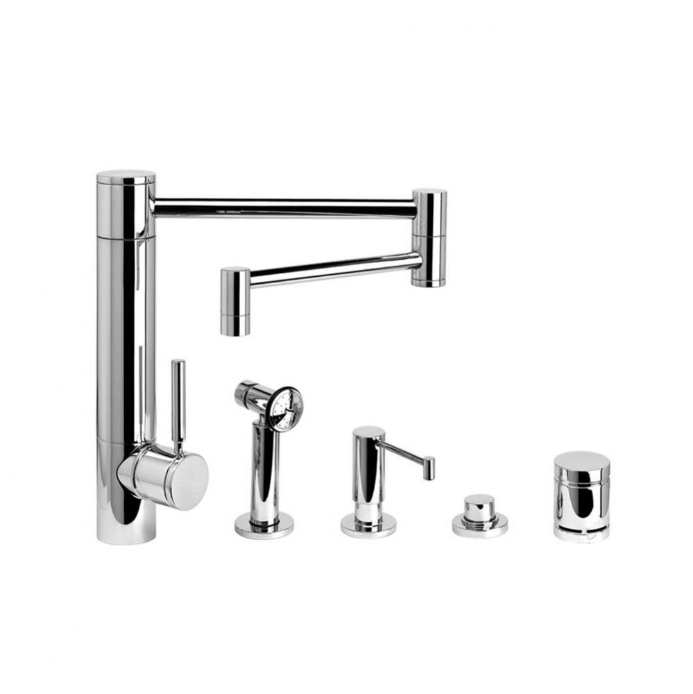 Hunley Kitchen Faucet - 18'' Articulated Spout - 4Pc. Suite