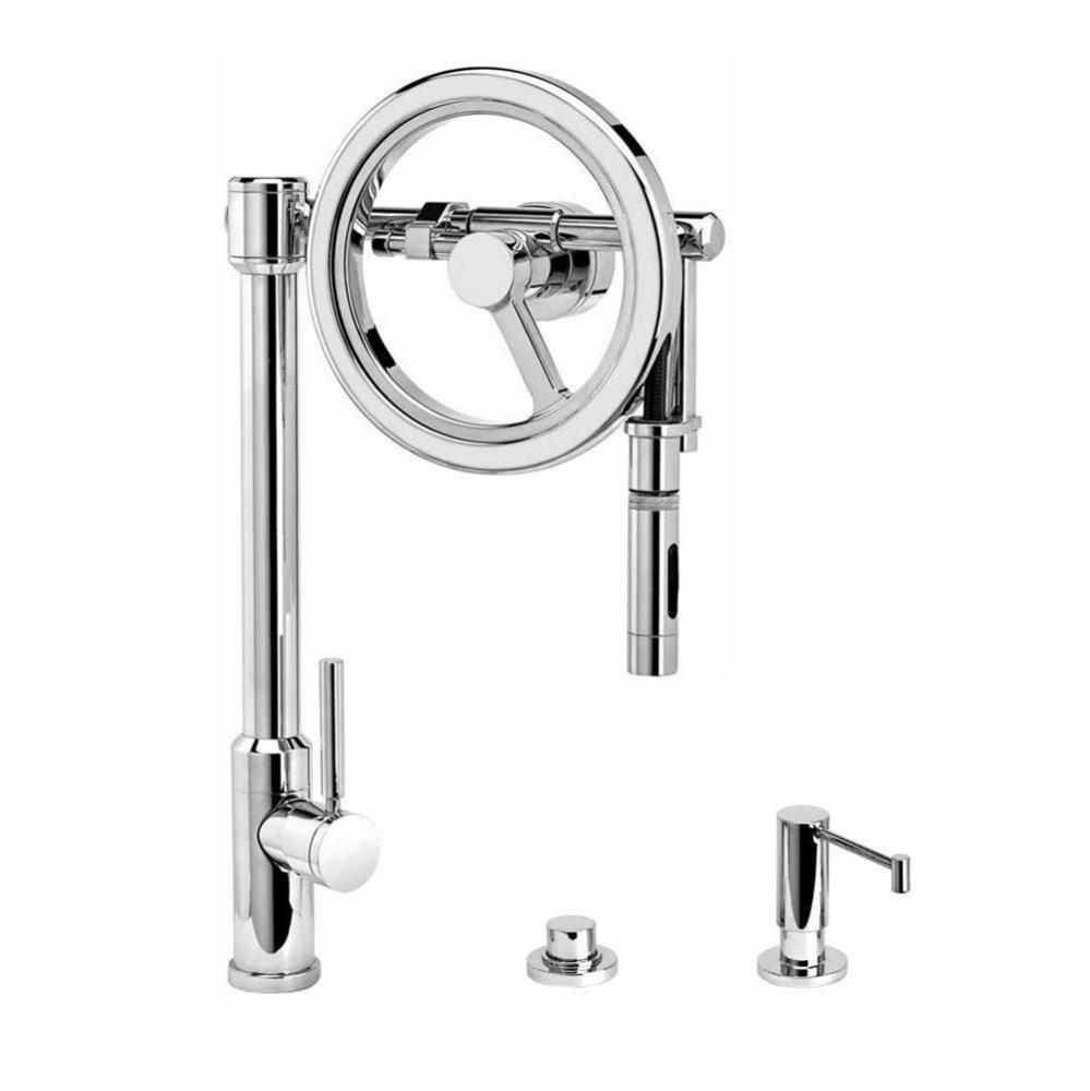 Endeavor Wheel Pulldown Faucet - Toggle Sprayer - 3Pc. Suite