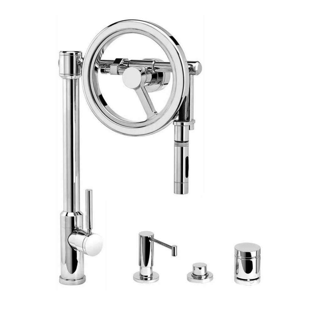 Endeavor Wheel Pulldown Faucet - Toggle Sprayer - 4Pc. Suite