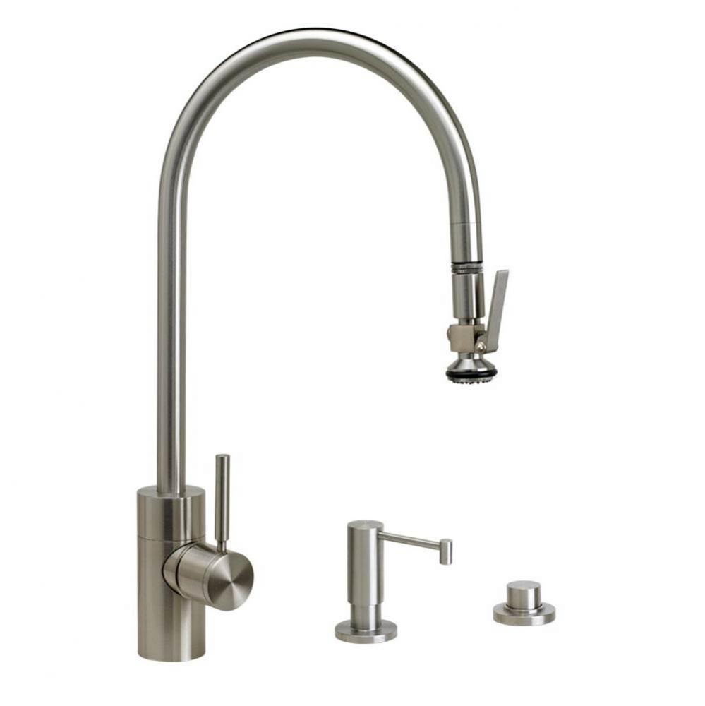 Waterstone Contemporary Extended Reach PLP Pulldown Faucet - Lever Sprayer - 3pc. Suite