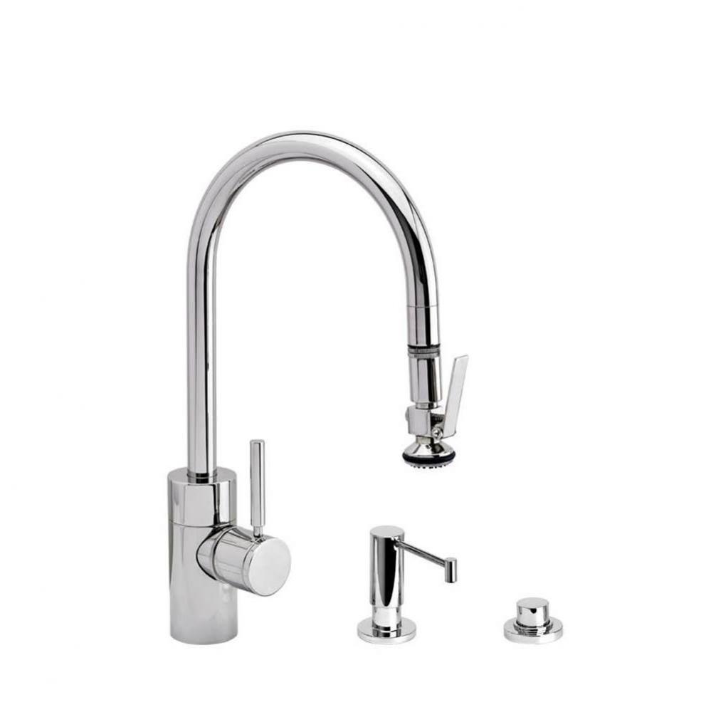 Waterstone Contemporary PLP Pulldown Faucet - Lever Sprayer - 3pc. Suite