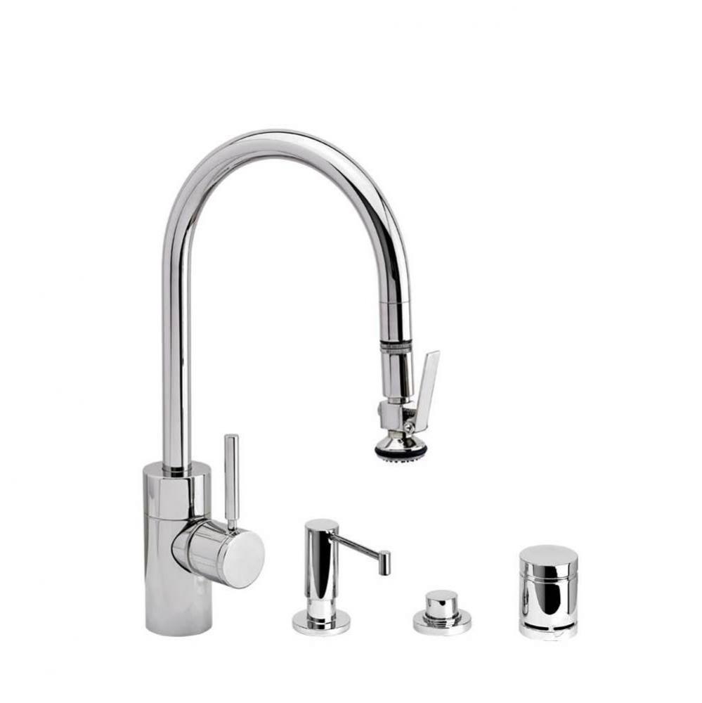 Waterstone Contemporary PLP Pulldown Faucet - Lever Sprayer - 4pc. Suite