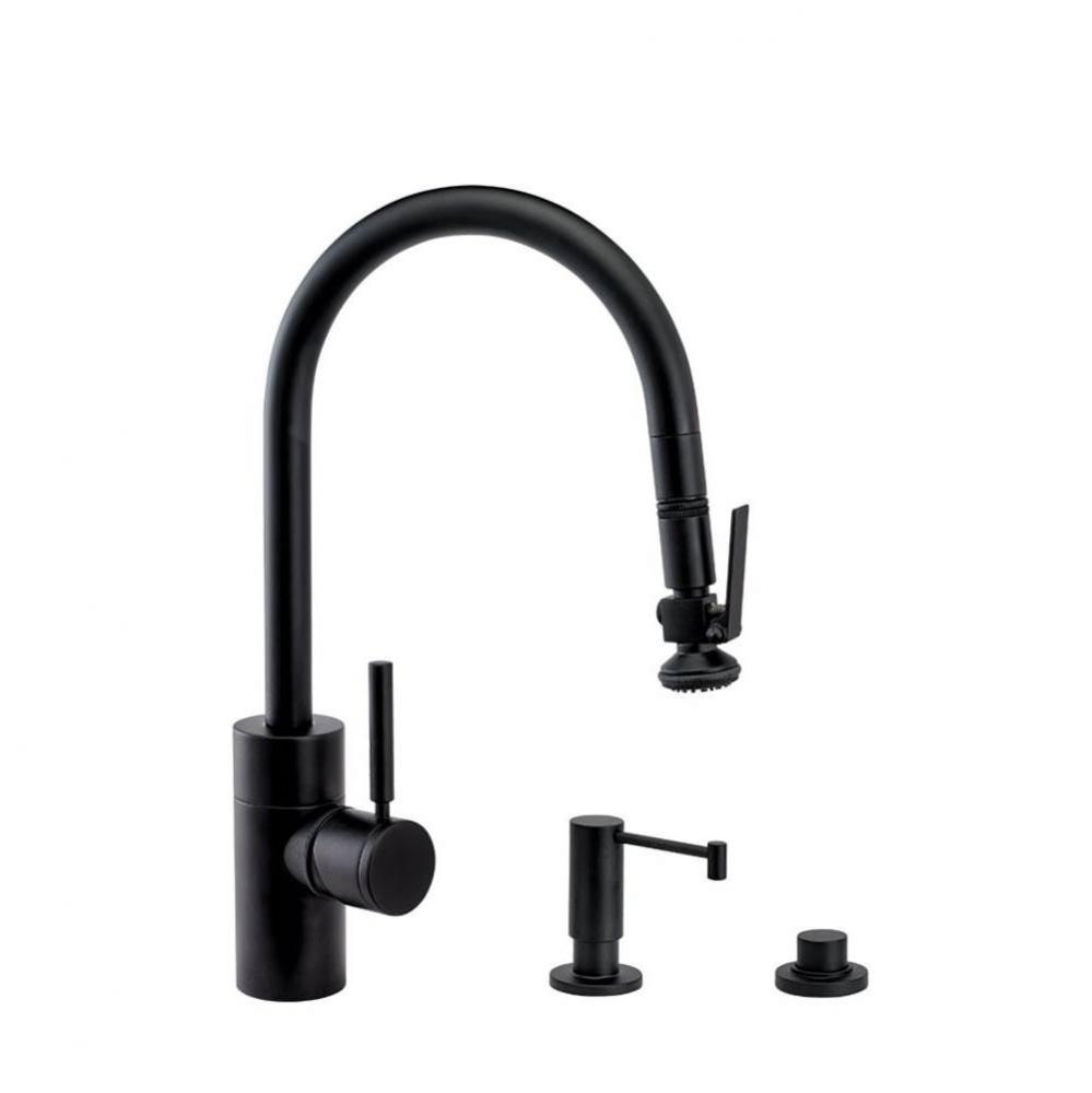 Waterstone Contemporary PLP Pulldown Faucet - Lever Sprayer - 3pc. Suite