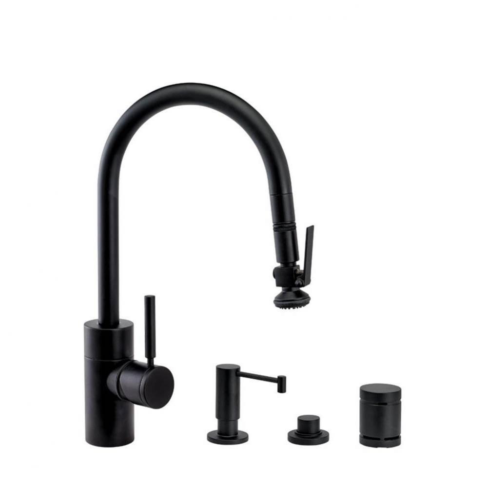 Waterstone Contemporary PLP Pulldown Faucet - Lever Sprayer - 4pc. Suite