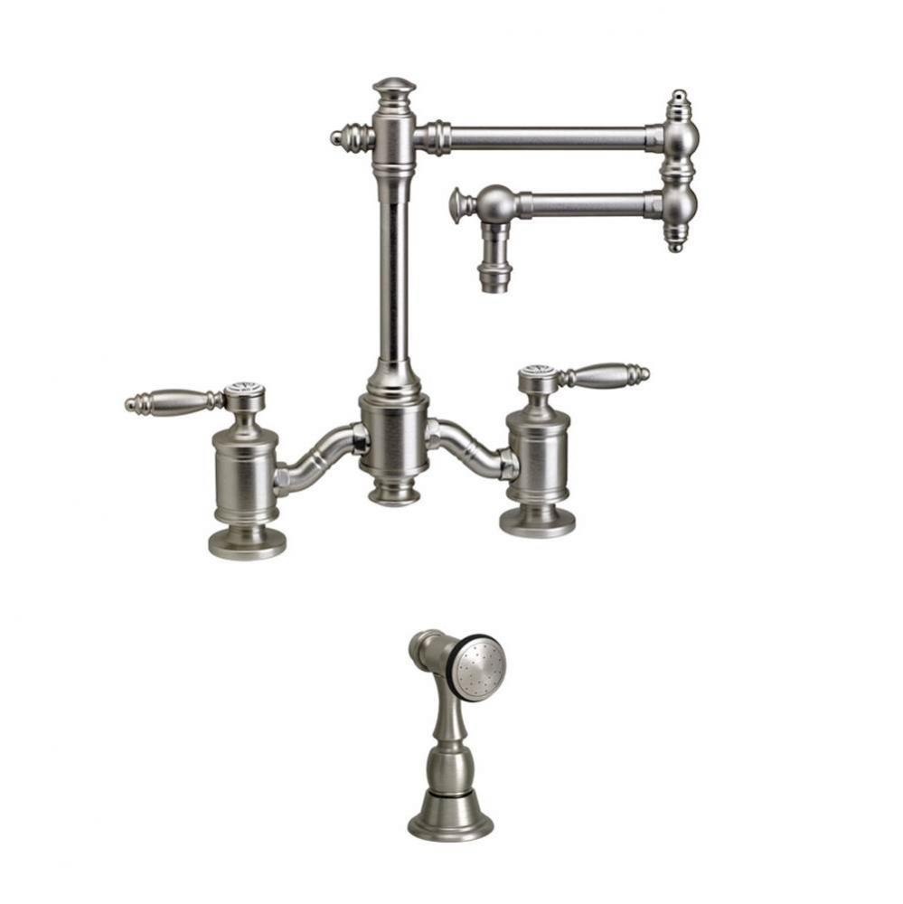 Towson Bridge Faucet - 12'' Articulated Spout - Lever Handles W/ Side Spray