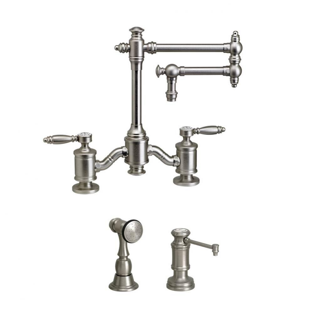 Towson Bridge Faucet - 12'' Articulated Spout - Lever Handles - 2Pc. Suite