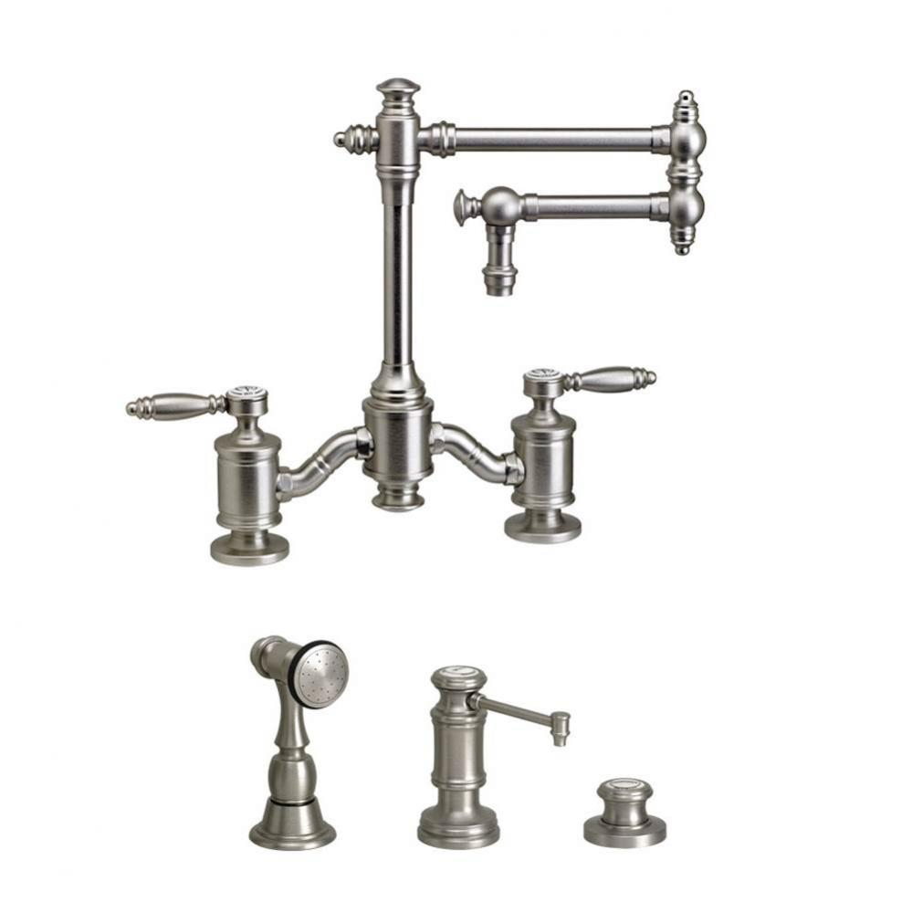 Towson Bridge Faucet - 12'' Articulated Spout - Lever Handles - 3Pc. Suite