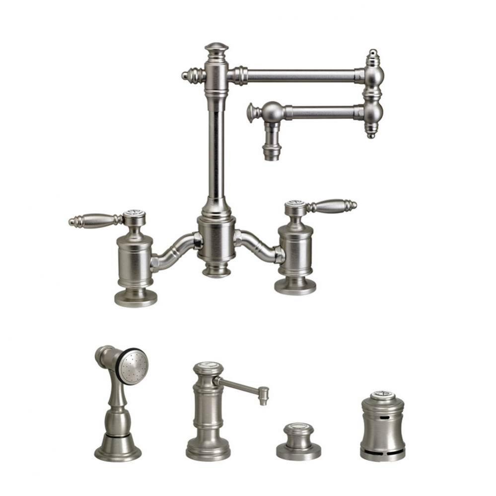 Towson Bridge Faucet - 12'' Articulated Spout - Lever Handles - 4Pc. Suite