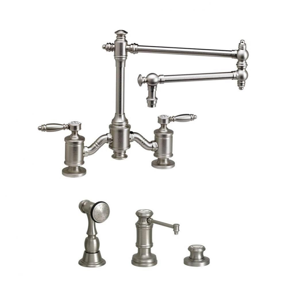 Waterstone Towson Bridge Faucet - 18'' Articulated Spout - Lever Handles - 3pc. Suite