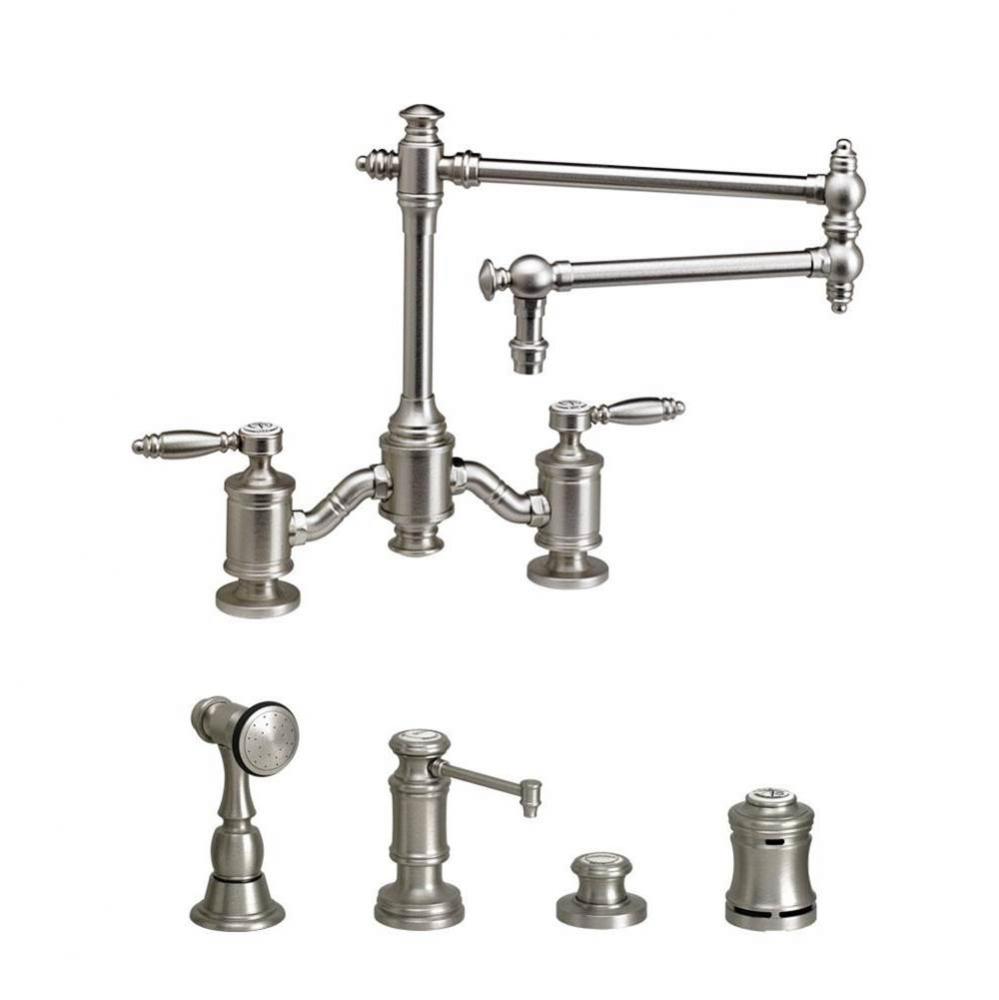 Waterstone Towson Bridge Faucet - 18'' Articulated Spout - Lever Handles - 4pc. Suite