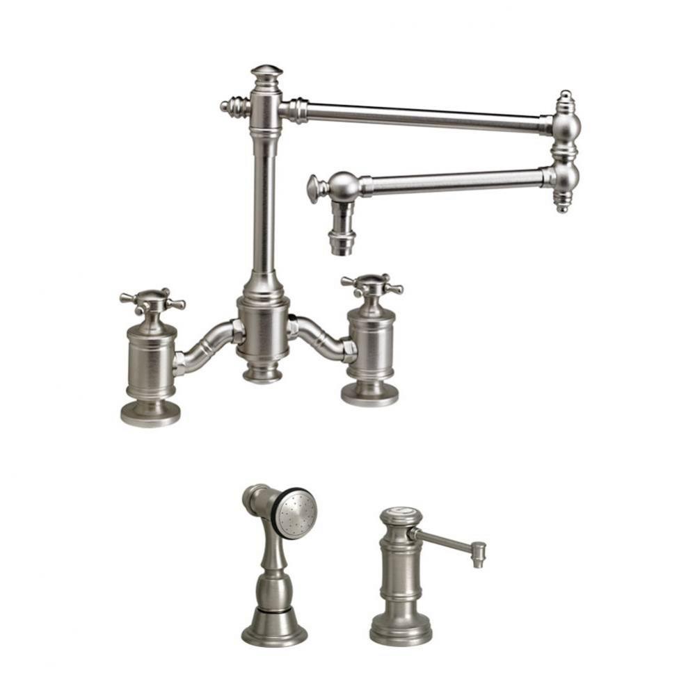 Towson Bridge Faucet - 18'' Articulated Spout - Cross Handles - 2Pc. Suite