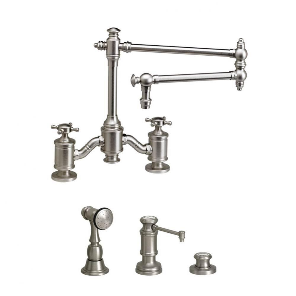 Towson Bridge Faucet - 18'' Articulated Spout - Cross Handles - 3Pc. Suite