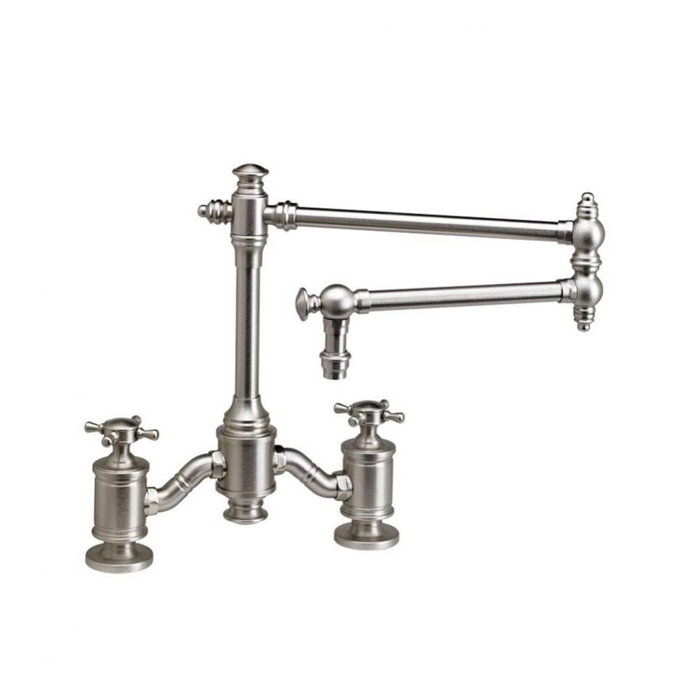 Waterstone Towson Bridge Faucet - 18'' Articulated Spout - Cross Handles