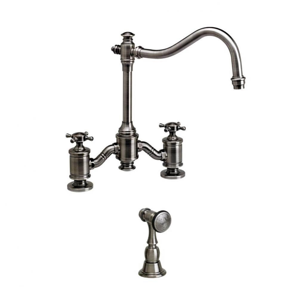 Waterstone Annapolis Bridge Faucet - Cross Handles w/ Side Spray