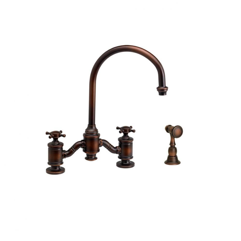 Hampton Bridge Faucet - Cross Handles W/ Side Spray