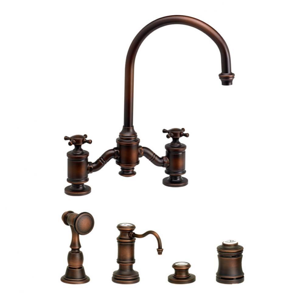 Hampton Bridge Faucet - Cross Handles - 4Pc. Suite