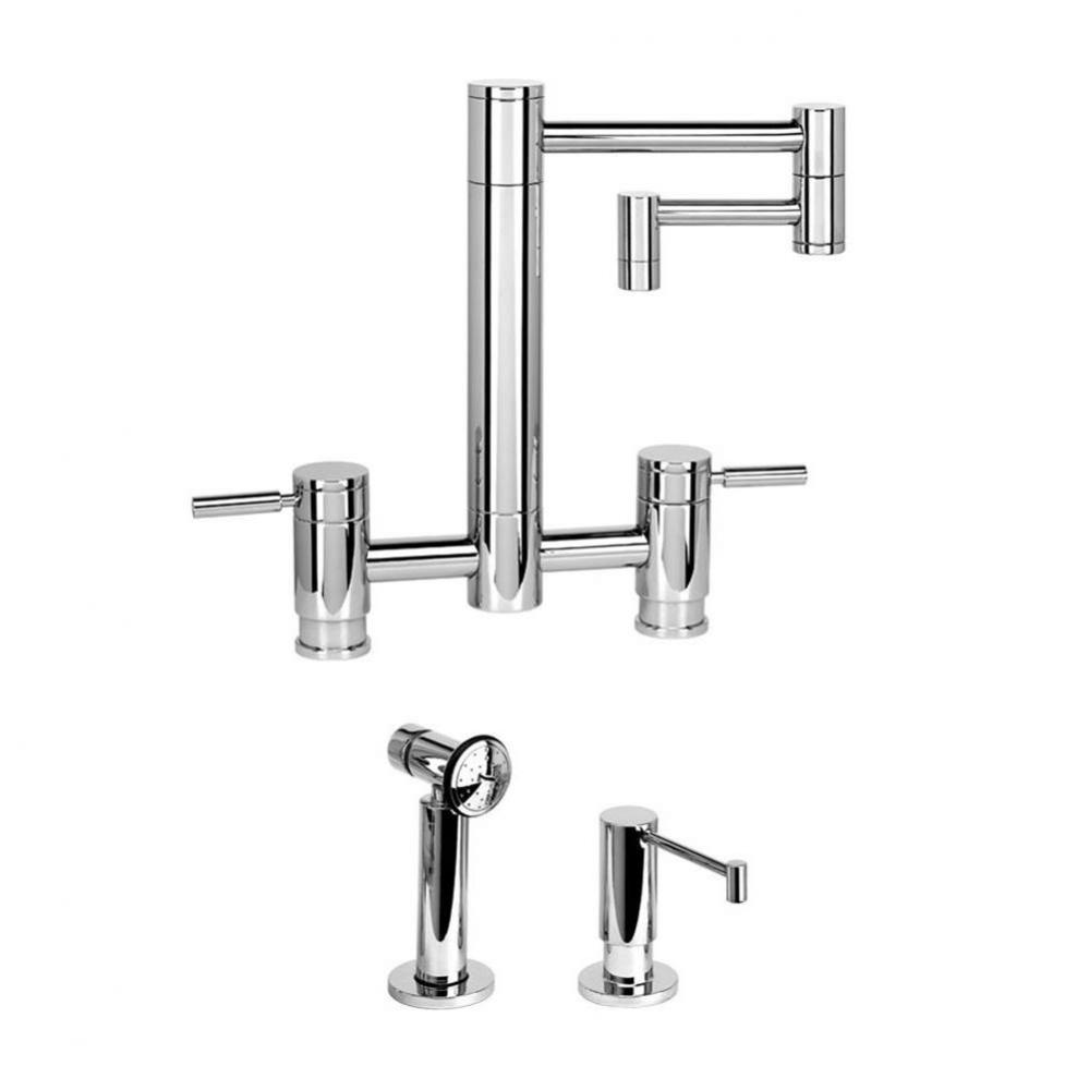 Waterstone Hunley Bridge Faucet - 12'' Articulated Spout - 2pc. Suite