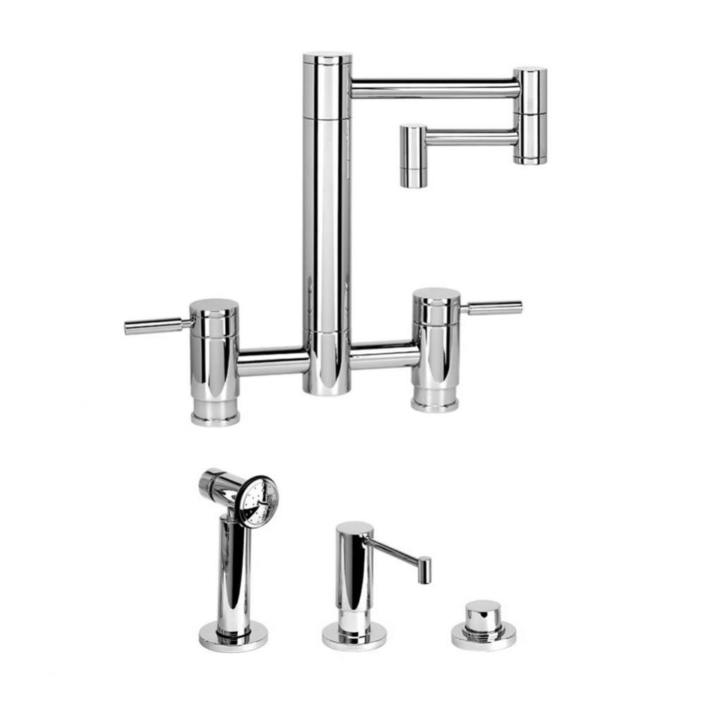 Hunley Bridge Faucet - 12'' Articulated Spout - 3Pc. Suite