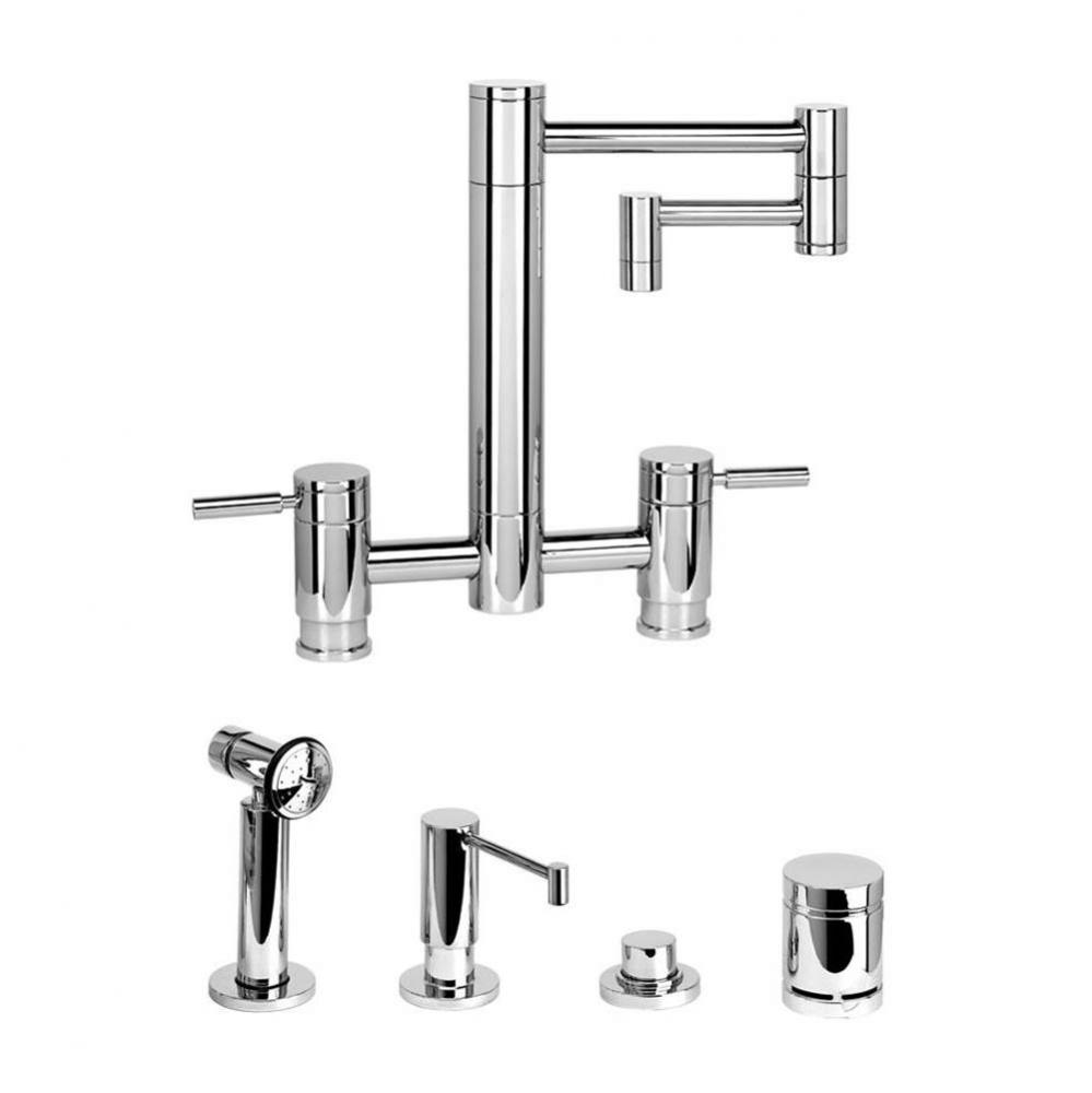 Waterstone Hunley Bridge Faucet - 12'' Articulated Spout - 4pc. Suite