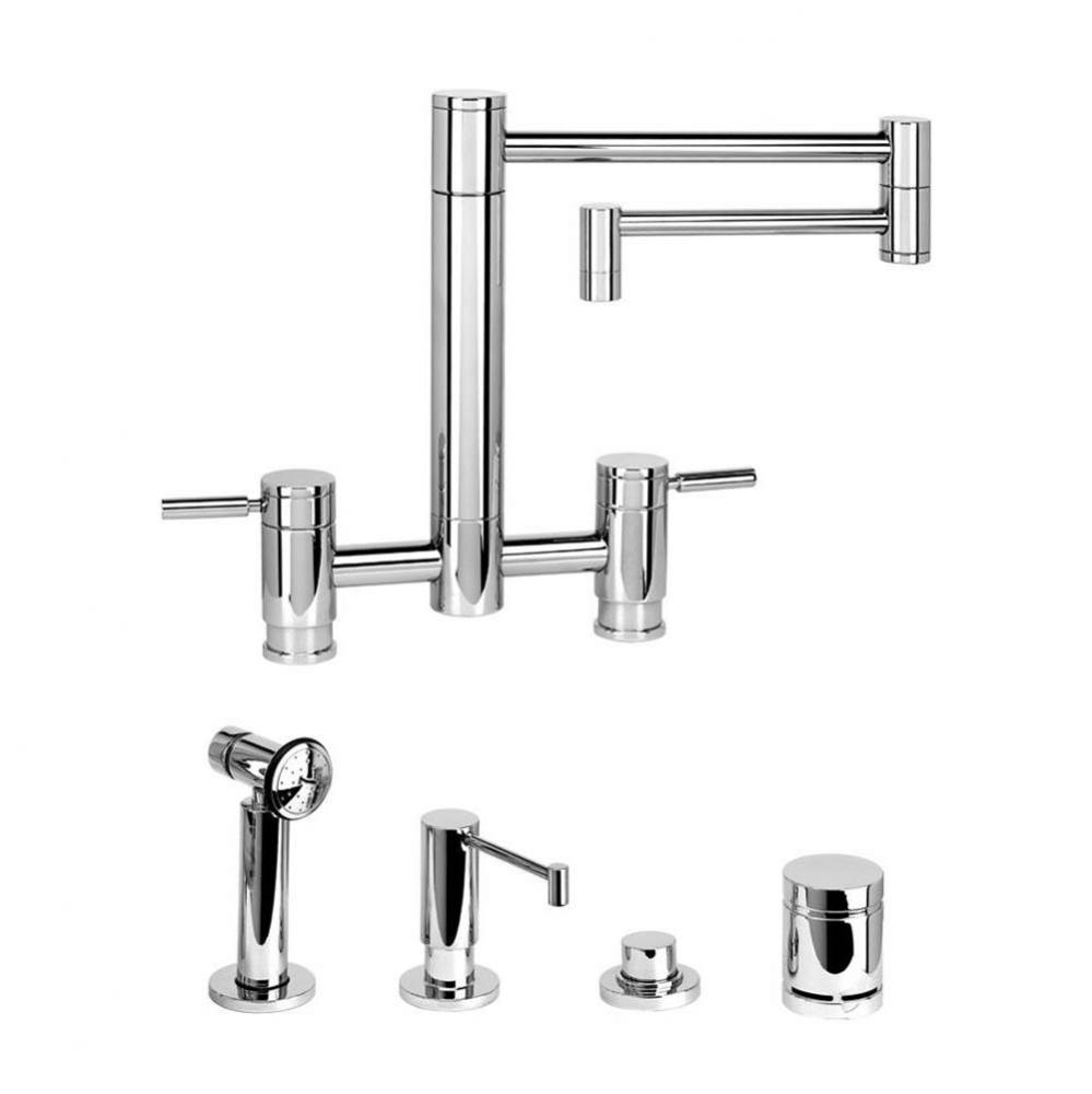 Waterstone Hunley Bridge Faucet - 18'' Articulated Spout - 4pc. Suite