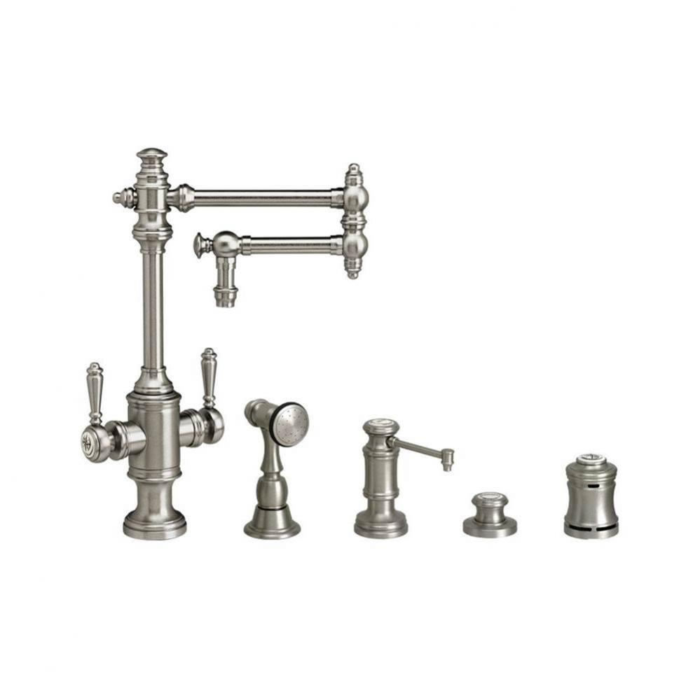 Waterstone Towson Two Handle Kitchen Faucet - 12'' Articulated Spout - 4pc. Suite