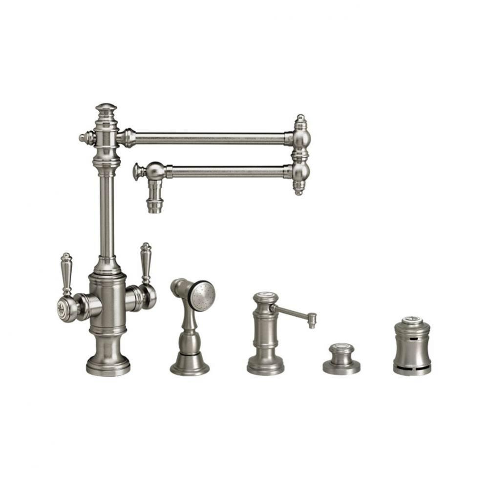 Towson Two Handle Kitchen Faucet - 18'' Articulated Spout - 4Pc. Suite