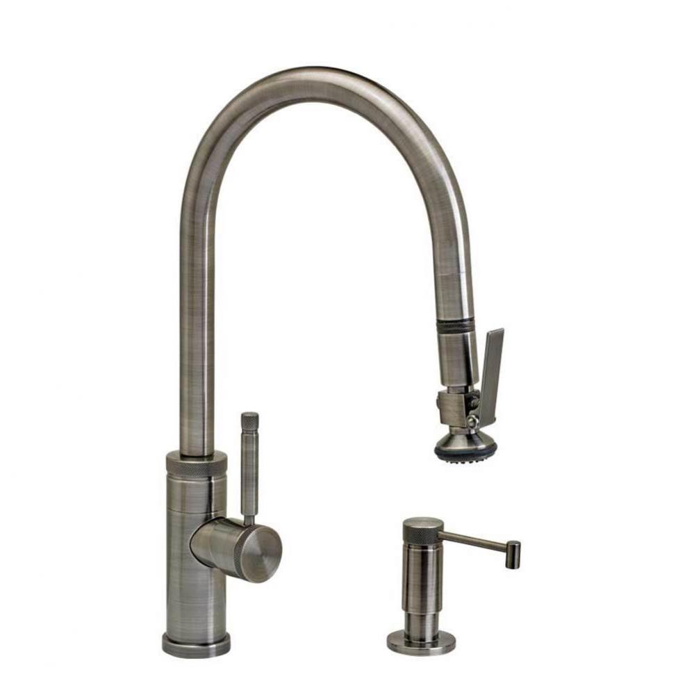 Industrial Plp Pulldown Faucet - Angled Spout - Lever Sprayer - 2Pc. Suite