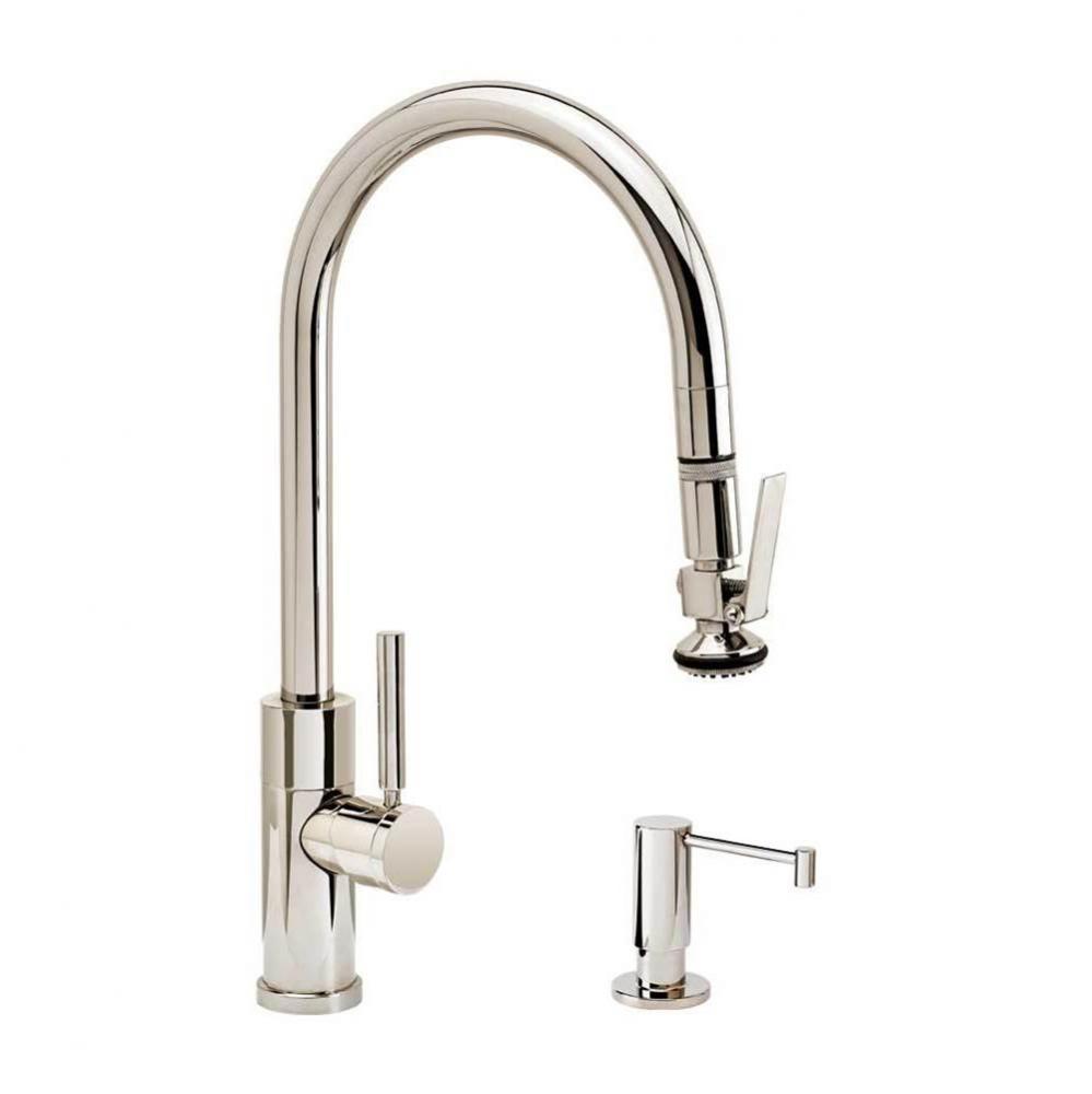 Modern Plp Pulldown Faucet - Angled Spout - Lever Sprayer - 2Pc. Suite