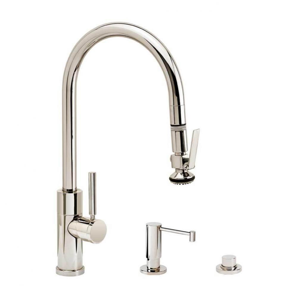 Modern Plp Pulldown Faucet - Angled Spout - Lever Sprayer - 3Pc. Suite