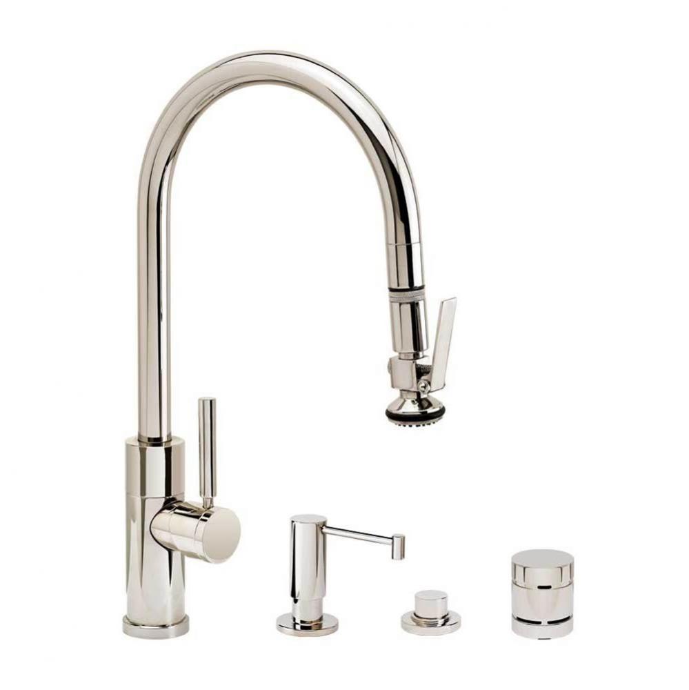 Modern Plp Pulldown Faucet - Angled Spout - Lever Sprayer - 4Pc. Suite