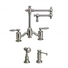 Waterstone 6100-12-2-MW - Waterstone Towson Bridge Faucet - 12'' Articulated Spout - Lever Handles - 2pc. Suite