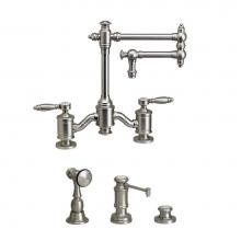 Waterstone 6100-12-3-MW - Waterstone Towson Bridge Faucet - 12'' Articulated Spout - Lever Handles - 3pc. Suite