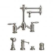 Waterstone 6100-12-4-WB - Towson Bridge Faucet - 12'' Articulated Spout - Lever Handles - 4Pc. Suite