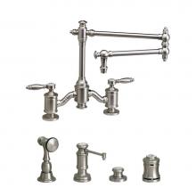 Waterstone 6100-18-4-MW - Waterstone Towson Bridge Faucet - 18'' Articulated Spout - Lever Handles - 4pc. Suite