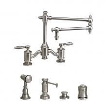 Waterstone 6100-18-4-WB - Towson Bridge Faucet - 18'' Articulated Spout - Lever Handles - 4Pc. Suite