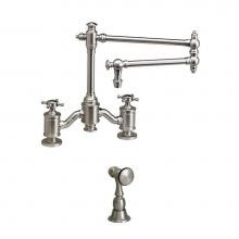 Waterstone 6150-18-1-MW - Waterstone Towson Bridge Faucet - 18'' Articulated Spout - Cross Handles w/ Side Spray