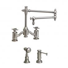 Waterstone 6150-18-2-MW - Waterstone Towson Bridge Faucet - 18'' Articulated Spout - Cross Handles - 2pc. Suite