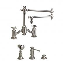 Waterstone 6150-18-3-WB - Towson Bridge Faucet - 18'' Articulated Spout - Cross Handles - 3Pc. Suite