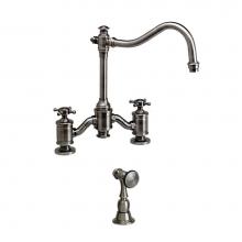 Waterstone 6250-1-WB - Annapolis Bridge Faucet - Cross Handles W/ Side Spray